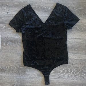 Lucky Brand Black Velvet Double V Body Suit! Excellent Condition!